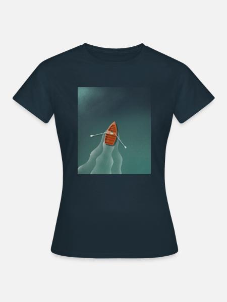 Ruderboot auf dem See - Frauen T-Shirt - Navy