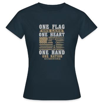 ONE LAND ONE HEART ONE HAND ONE NATION EVERMORE - Women's T-Shirt - navy - Front - AI Model Female 172 dark (172cm)