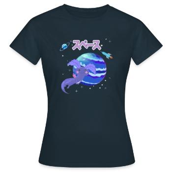 Weltall Axolotl - Frauen T-Shirt - Navy - Vorne - AI Model Female 172 dark (172cm)