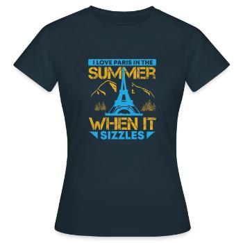 ICH LIEBE PARIS IM SOMMER, WENN ES BRUTZELT - Frauen T-Shirt - Navy - Vorne - AI Model Female 172 dark (172cm)