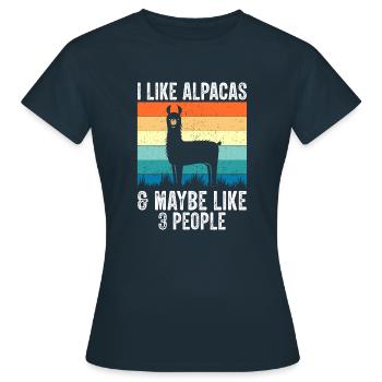 Ich mag Alpakas Humor Alpaca Männer Frauen Lustig - Frauen T-Shirt - Navy - Vorne - AI Model Female 172 dark (172cm)