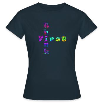 Pensez d’abord - T-shirt Femme - marine - Devant - AI Model Female 172 dark (172cm)
