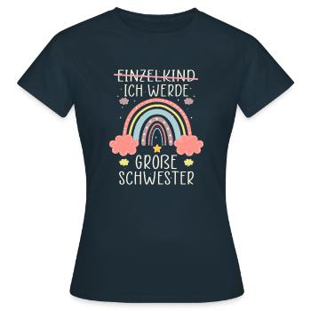 Ich werde Große Schwester Regenbogen Babyfeier - Frauen T-Shirt - Navy - Vorne - AI Model Female 172 dark (172cm)