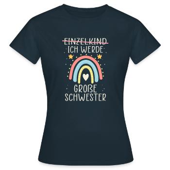 Ich werde Große Schwester Regenbogen Babyfeier - Frauen T-Shirt - Navy - Vorne - AI Model Female 172 dark (172cm)