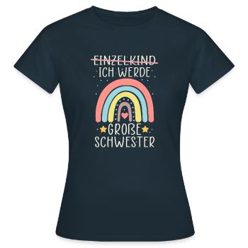 Ich werde Große Schwester Regenbogen Babyfeier - Frauen T-Shirt - Navy - Vorne - AI Model Female 172 dark (172cm)