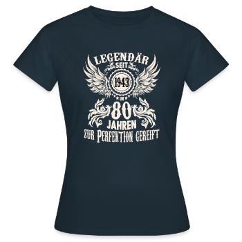 Eine Legende wird 80 Geburtstag Shirt zum Ehrentag - Frauen T-Shirt - Navy - Vorne - AI Model Female 172 dark (172cm)