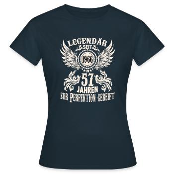 57 Jahre Geburtstag Ehrentags Wiegenfest Sprüche - Frauen T-Shirt - Navy - Vorne - AI Model Female 172 dark (172cm)