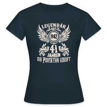 41 Jahre Geburtstag Ehrentags Wiegenfest Sprüche - Frauen T-Shirt - Navy - Vorne - AI Model Female 172 dark (172cm)