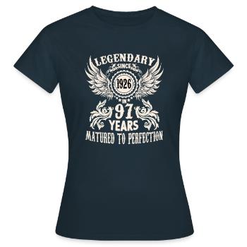 97 Jahre Geburtstag Ehrentag Wiegenfest Sprüche - Frauen T-Shirt - Navy - Vorne - AI Model Female 172 dark (172cm)