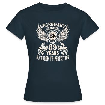 89 Jahre Geburtstag Ehrentag Wiegenfest Sprüche - Frauen T-Shirt - Navy - Vorne - AI Model Female 172 dark (172cm)