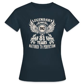 81 Jahre Geburtstag Ehrentag Wiegenfest Sprüche - Frauen T-Shirt - Navy - Vorne - AI Model Female 172 dark (172cm)