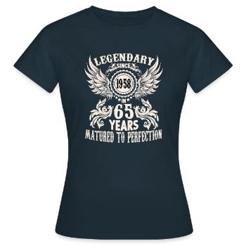 65 Jahre Geburtstag Ehrentag Wiegenfest Sprüche - Frauen T-Shirt - Navy - Vorne - AI Model Female 172 dark (172cm)