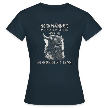 Heidnischer Wikinger Nordischer Krieger Wikinger - Frauen T-Shirt - Navy - Vorne - AI Model Female 172 dark (172cm)