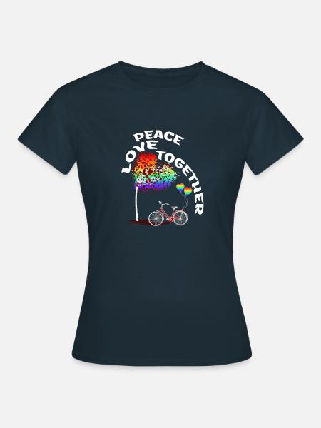 LGBTQ Fahrrad Baum LGBT Spruch Regenbogen - Frauen T-Shirt - Navy
