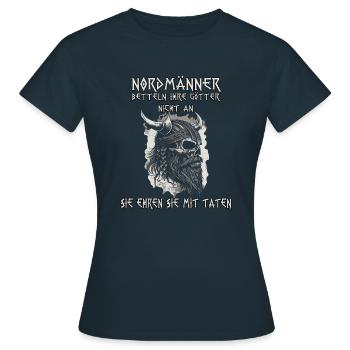 Wikinger Heiden Nordmänner Heidnisches Wikinger - Frauen T-Shirt - Navy - Vorne - AI Model Female 172 dark (172cm)