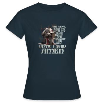 Der Teufel sah mich und dachte, er hätte gewonnen. - Frauen T-Shirt - Navy - Vorne - AI Model Female 172 dark (172cm)