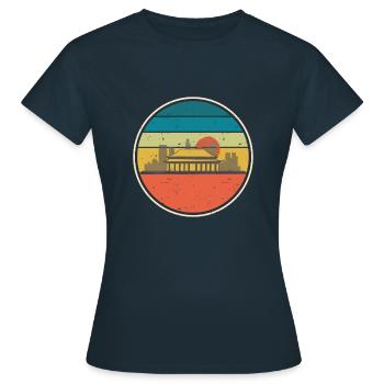 Graphismes rétro vintage colorés avec vue sur Pékin - T-shirt Femme - marine - Devant - AI Model Female 172 dark (172cm)