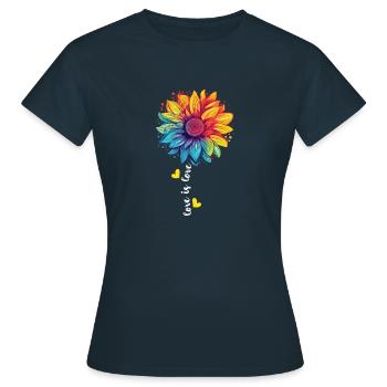 Rainbow Sunflower LGBT Community Pride Transgenre - T-shirt Femme - marine - Devant - AI Model Female 172 dark (172cm)