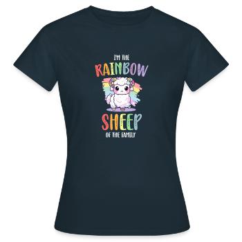 Rainbow Sheep LGBT Lesbian Gay Community Pride - T-shirt Femme - marine - Devant - AI Model Female 172 dark (172cm)