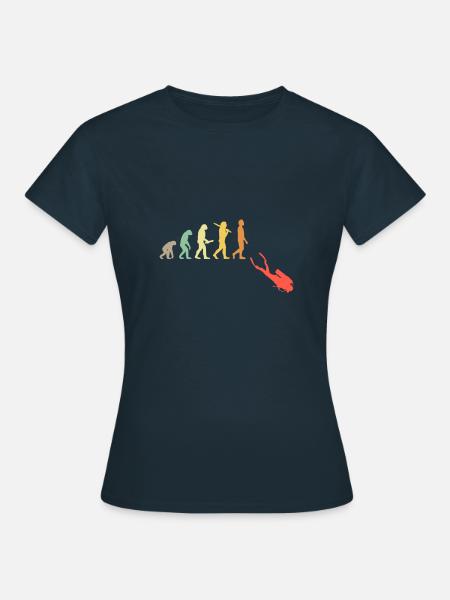 Retro Diving Evolution Geschenk - Frauen T-Shirt - Navy
