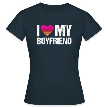J’aime mon coeur copain mon copain vintage bf - T-shirt Femme - marine - Devant - AI Model Female 172 dark (172cm)