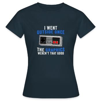 Ich ging einmal raus lustige Videospieler Witze spielen - Frauen T-Shirt - Navy - Vorne - AI Model Female 172 dark (172cm)
