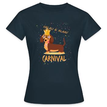 Teckel, Carnaval, Carnaval, Helau, Alaaf, Roi - T-shirt Femme - marine - Devant - AI Model Female 172 dark (172cm)