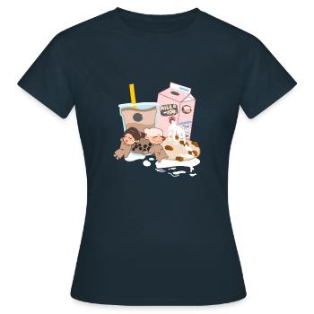Biscuits et lait - T-shirt Femme - marine - Devant - AI Model Female 172 dark (172cm)