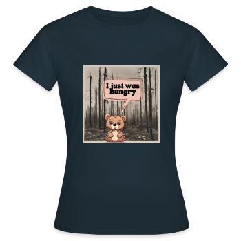 Petit ours avec un gros appétit - T-shirt Femme - marine - Devant - AI Model Female 172 dark (172cm)