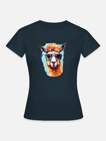 Alpaka mit Sonnenbrille - Frauen T-Shirt - Navy