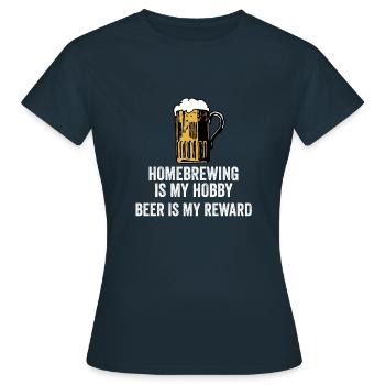 Heimbrauen ist mein Hobby Bier ist meine Belohnung Lustig - Frauen T-Shirt - Navy - Vorne - AI Model Female 172 dark (172cm)