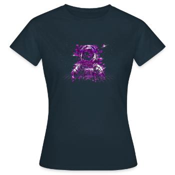 80 ans de tige glitch astronaute tons violets cosmos - T-shirt Femme - marine - Devant - AI Model Female 172 dark (172cm)