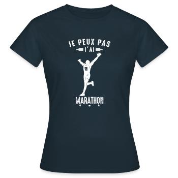 Ich kann nicht Marathonläufer - Frauen T-Shirt - Navy - Vorne - AI Model Female 172 dark (172cm)
