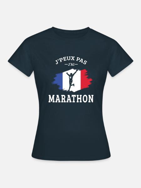 Ich kann nicht Marathonläufer - Frauen T-Shirt - Navy