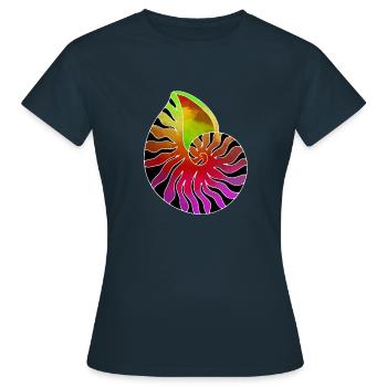 Muschel lila gruen schwarz - Frauen T-Shirt - Navy - Vorne - AI Model Female 172 dark (172cm)