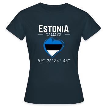Drapeau souvenir de l’Estonie Capitale Tallinn - T-shirt Femme - marine - Devant - AI Model Female 172 dark (172cm)
