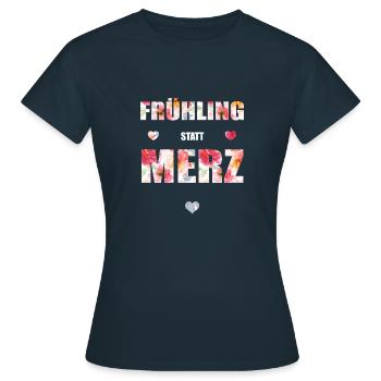 Frühling statt Merz - Frauen T-Shirt - Navy - Vorne - AI Model Female 172 dark (172cm)