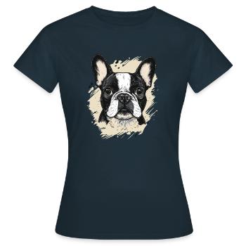 Bulldog Chien Chien - T-shirt Femme - marine - Devant - AI Model Female 172 dark (172cm)