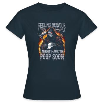 Intestin irritable Syndrom Faucheur IBS Goth Caca Humour - T-shirt Femme - marine - Devant - AI Model Female 172 dark (172cm)