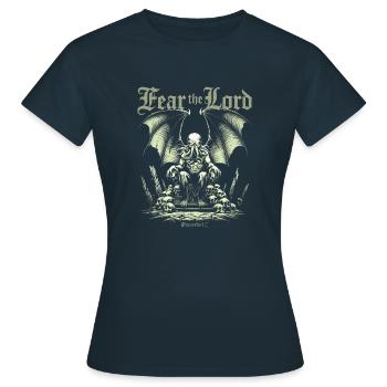 Cthulhu Mythos, Fürchte den Herrn, Vintage Cthulhu - Frauen T-Shirt - Navy - Vorne - AI Model Female 172 dark (172cm)