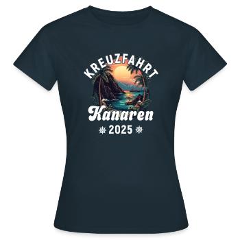 Kreuzfahrt Kanaren 2025 - Frauen T-Shirt - Navy - Vorne - AI Model Female 172 dark (172cm)