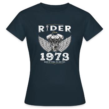 Fahrer seit 1973 - 52 Jahre, verbrennt immer noch Gas - Frauen T-Shirt - Navy - Vorne - AI Model Female 172 dark (172cm)