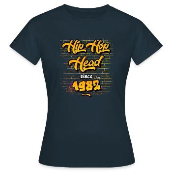 Hip-Hop Head seit 1982 - 43 Jahre echter Flow - Frauen T-Shirt - Navy - Vorne - AI Model Female 172 dark (172cm)
