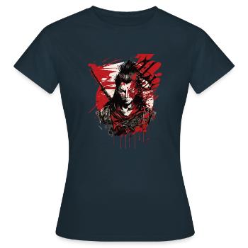 Guerrier samouraï - Art des éclaboussures de sang intense - T-shirt Femme - marine - Devant - AI Model Female 172 dark (172cm)