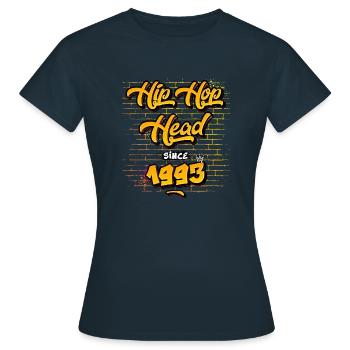 Hip-Hop Head seit 1993 - 32 Jahre Street Vibes - Frauen T-Shirt - Navy - Vorne - AI Model Female 172 dark (172cm)