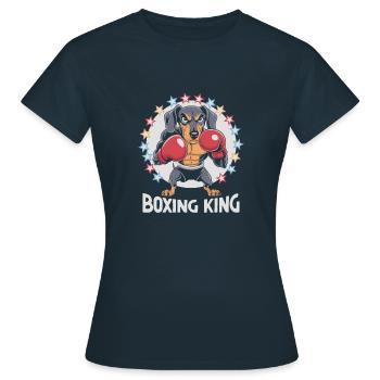 Un teckel Boxing King Boxer Sports Strength Gym - T-shirt Femme - marine - Devant - AI Model Female 172 dark (172cm)