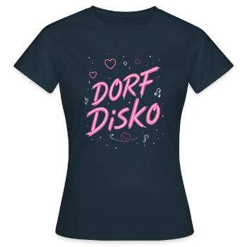 Dorf DISKO - Frauen T-Shirt - Navy - Vorne - AI Model Female 172 dark (172cm)