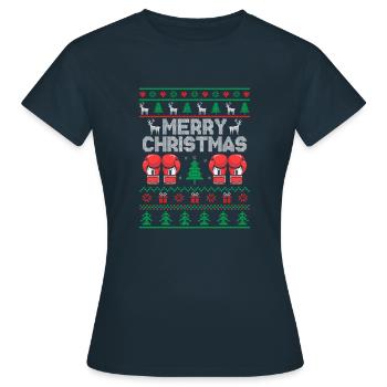 Noël Boxe Boxer Sports Force Gym Athlète - T-shirt Femme - marine - Devant - AI Model Female 172 dark (172cm)