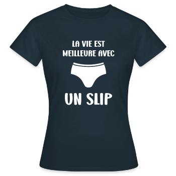 Slip - T-shirt Femme - marine - Devant - AI Model Female 172 dark (172cm)