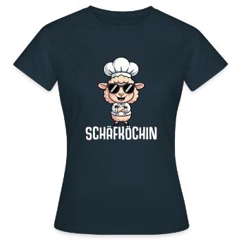 Schäfköchin Lustiges Schaf - Hobbyköchin - Frauen T-Shirt - Navy - Vorne - AI Model Female 172 dark (172cm)